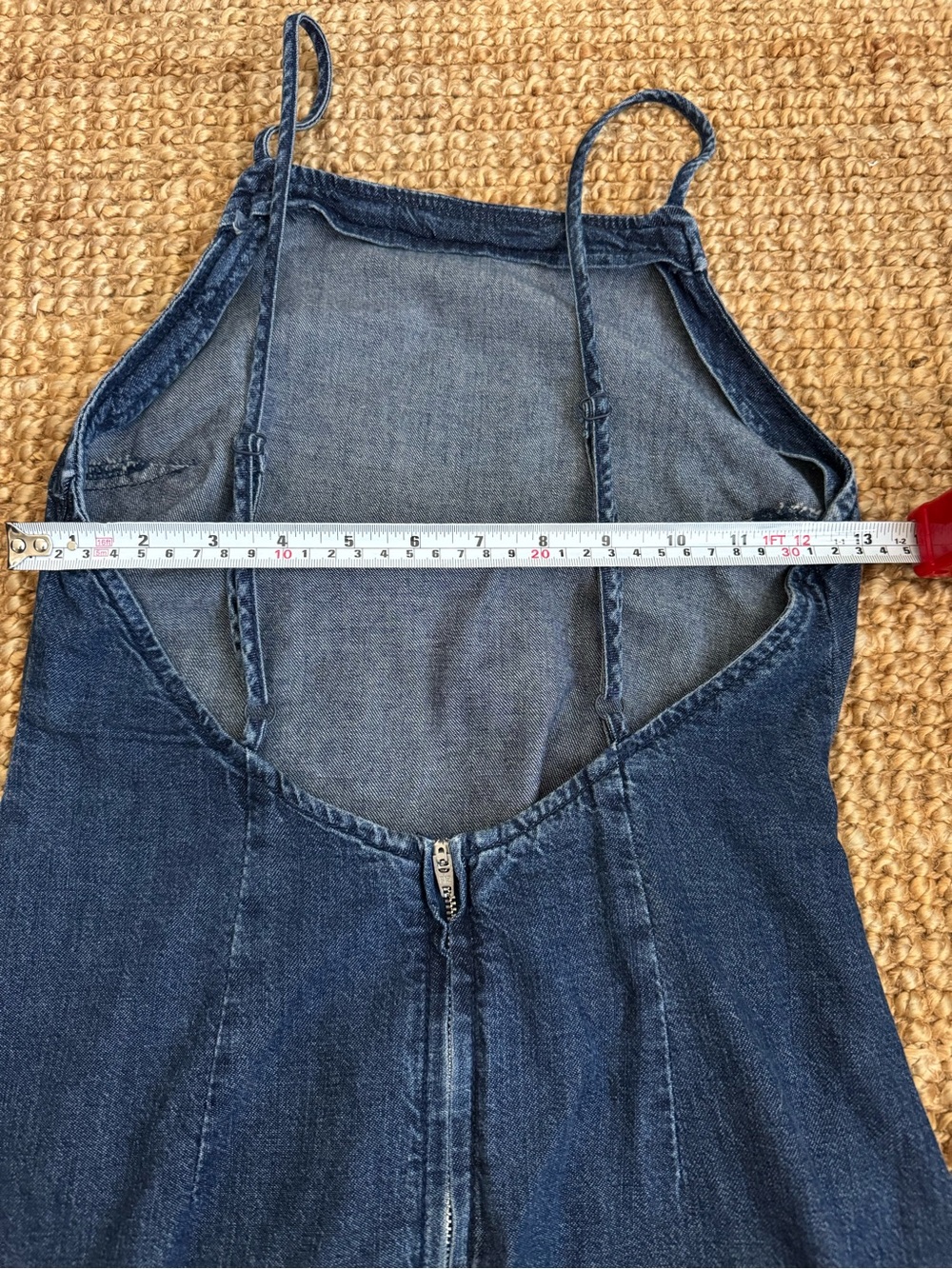 100% Cotton Denim Dress with Spaghetti Straps - Dark Blue - Picture 10 of 13